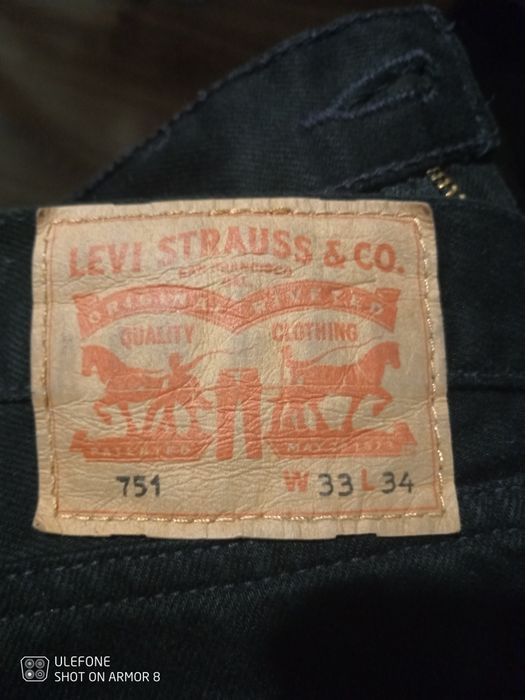 Spodnie jeans Levis 751 czarne W 33 L 34 męskie dżinsowe