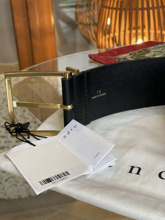 Шкіряний ремінь від Sandro Maje з чорного кольору з натуральної шкіри