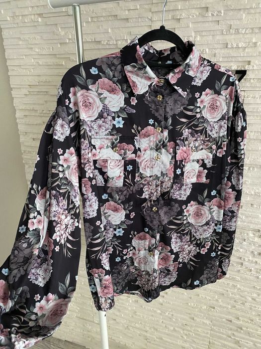 E.M.O Poland piękna koszula nowa print kwiaty flowers piwonie S-M-L