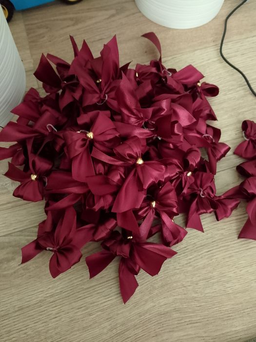 Kokardki na butelkę weselna