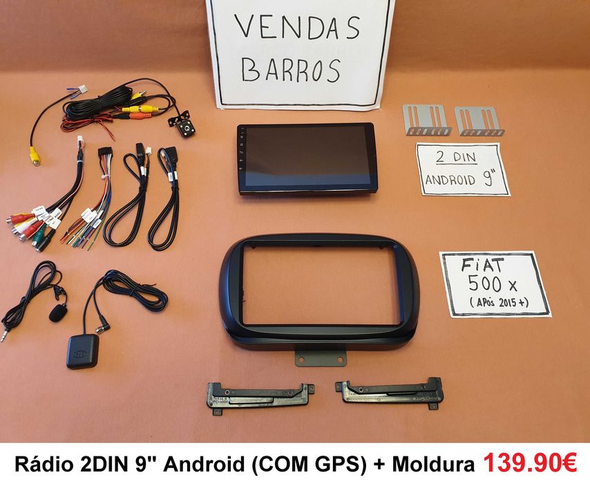 (NOVO) Rádio 2DIN • FIAT • ABARTH • 500 • 500L • 500X • Android 4+64GB