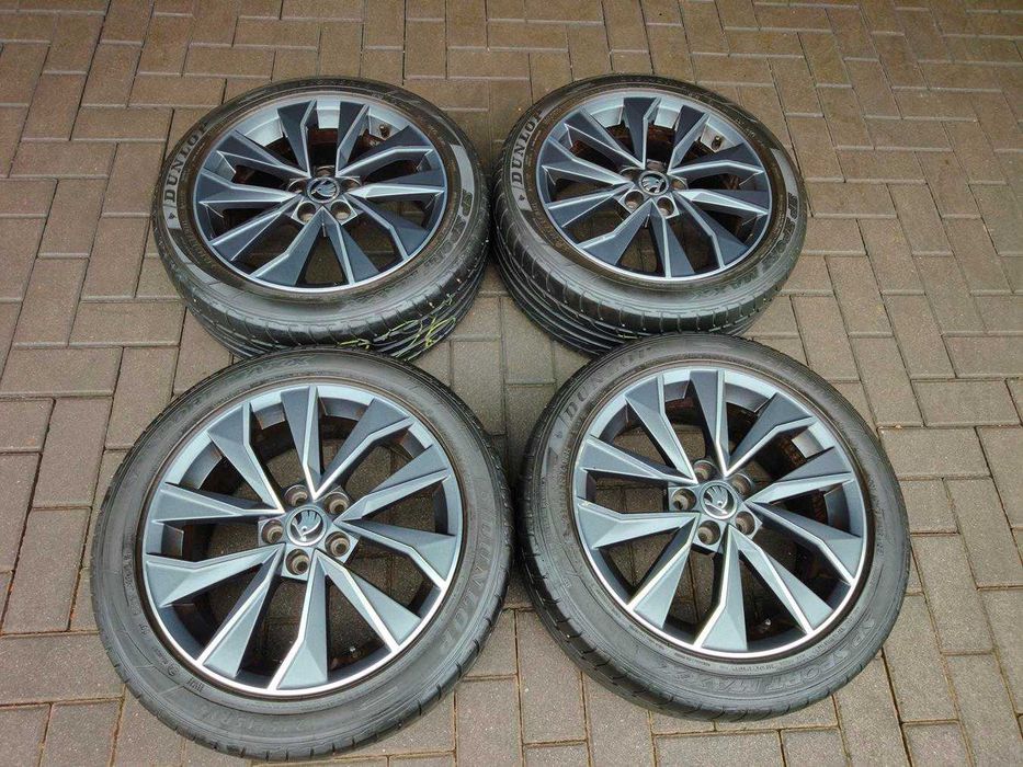 5x100 Koła Letnie Alufelgi R16 VW Polo SKODA Fabia Rapid Seat Ibiza ET46 7j Opony 215/45 Dunlop 6mm 4szt