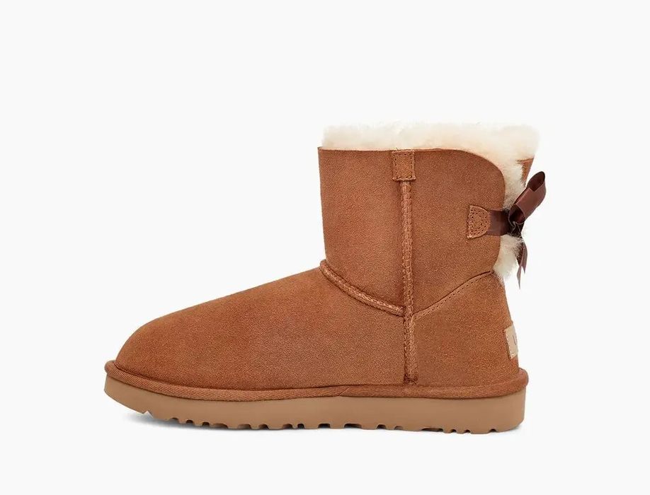 Оригінальні жіночі UGG mini Bailey Bow II Brown. Теплая зимняя обувь.