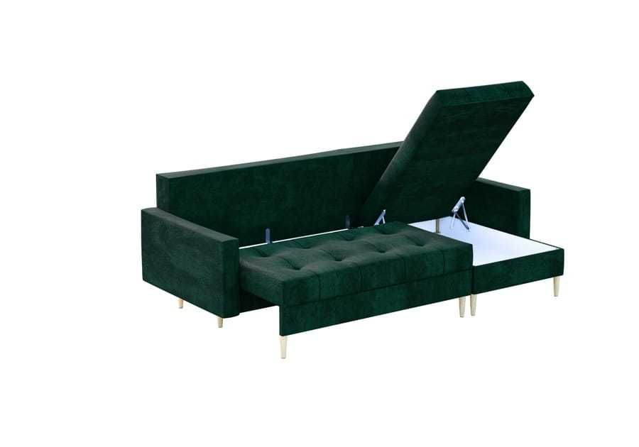 Narożnik skandynawski rozkładany 220x140 butelkowa zieleń