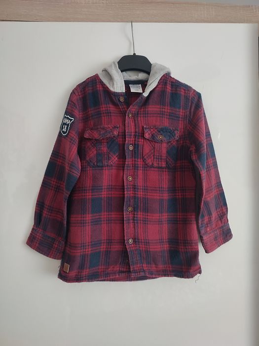 Koszula w kratę z kapturem dla chłopca