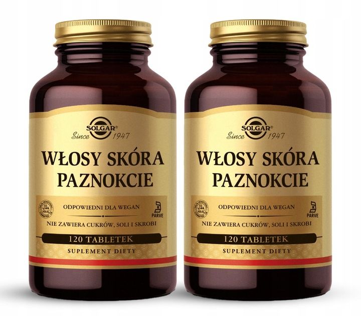 Suplement diety Solgar Włosy Skóra Paznokcie 120 tabletek x2