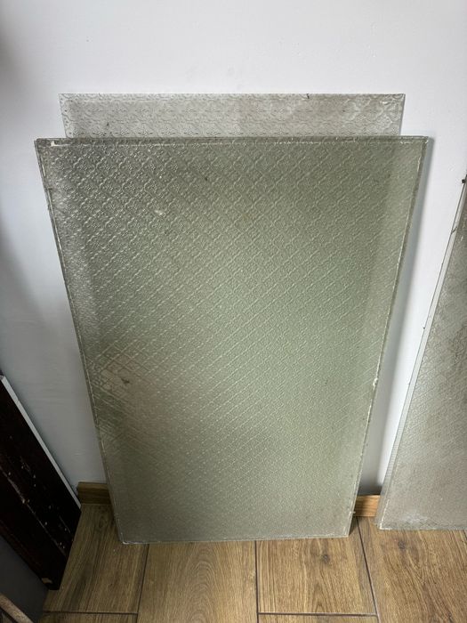 Szyba szklo ornamentowe 5 szt do drzwi PRL