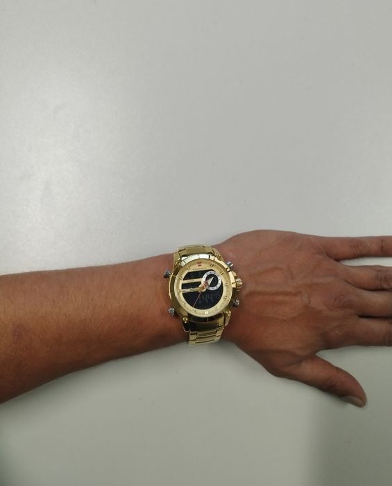 Relógio dourado naviforce para homem, novo