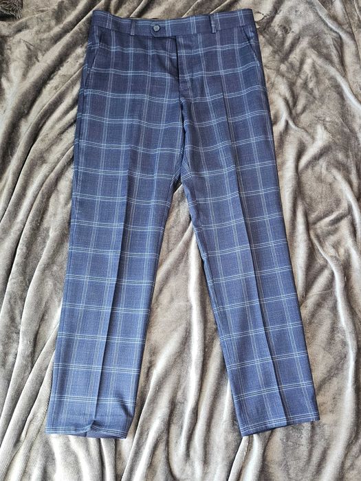 garnitur niebieski w kratę Evenemen Springer 170/96/84 jak nowy