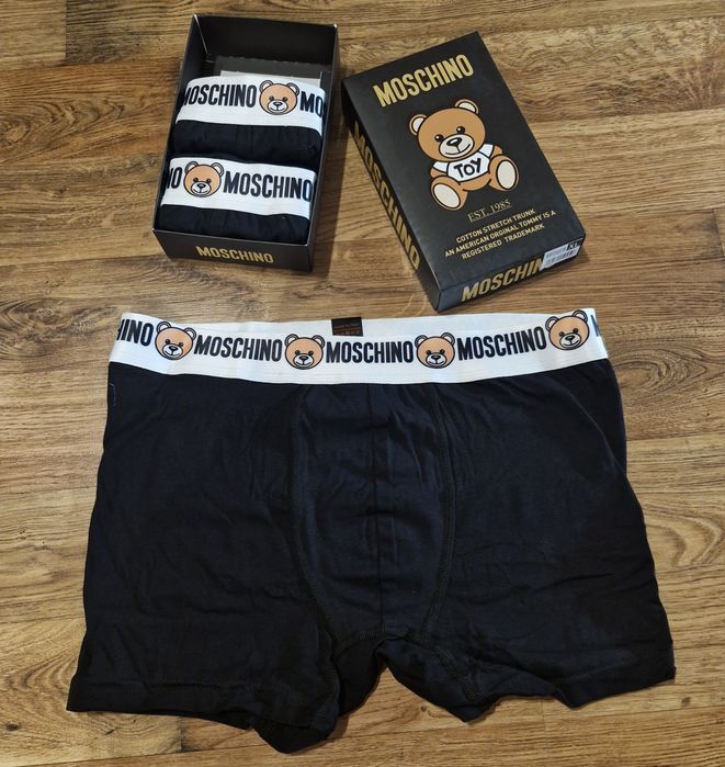 Bokserki męskie moschino xl nowe czarne 3szt pudełko bawełna mis preze