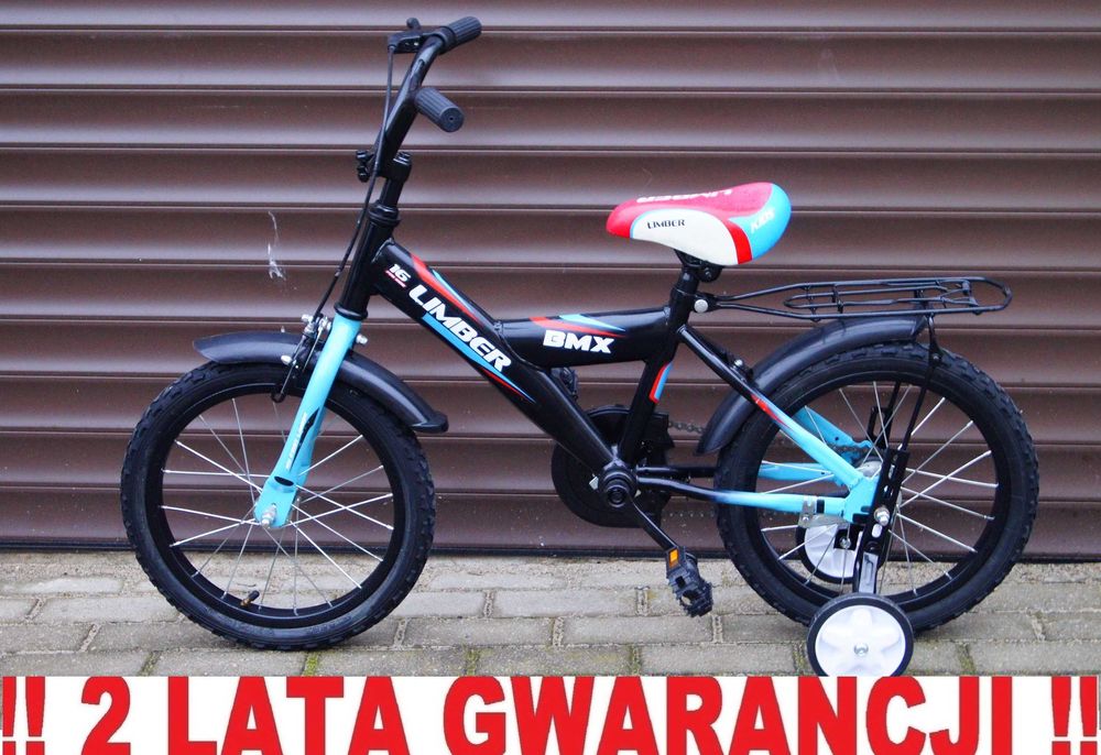 Rowerek LIMBER 16' - błotniki, bagażnik, NOWE koła boczne !!