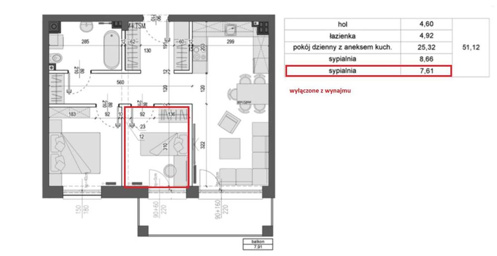 Mieszkanie na wynajem Wieliczka Park Czarnochowice 43,5 m2