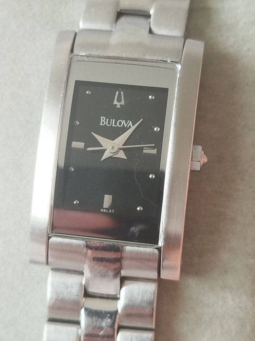 Zegarek Bulova Tank Quartz silver black vintage old money ladies y2k