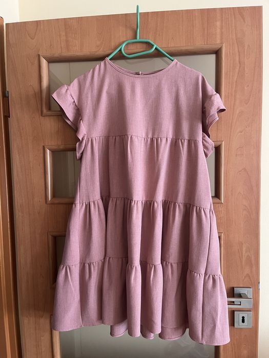 Sukienka baby doll pudrowy róż