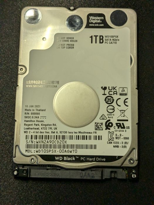 WD Black 1TB 2.5" (WD10SPSX)