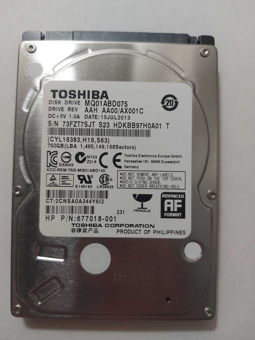 Жорсткий диск Toshiba MQ01ABD075, 750 Гб, для комп'ютера (ноутбука)