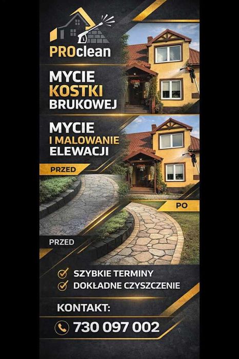 *Mycie i czyszczenie elewacji / kostki brukowej *Mycie dachów