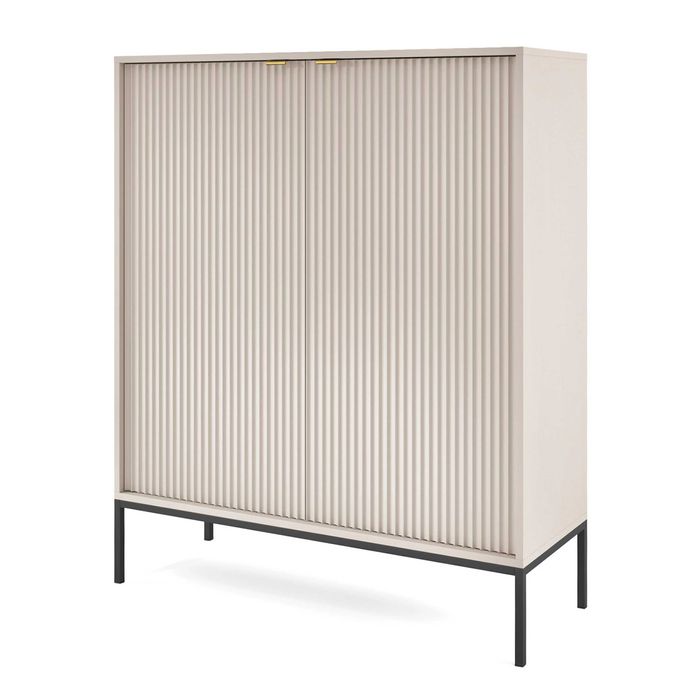 Wysoka Komoda kaszmir do salonu Crow K104 / Kaszmir + czarny stelaż