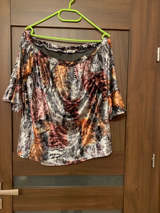 Welurowa, kolorowa bluzka 4 XL