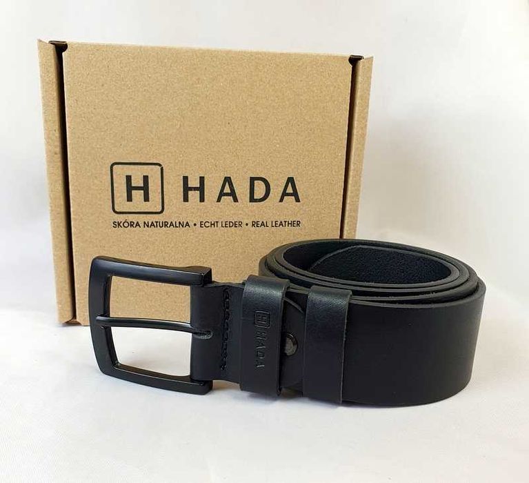 Pas do spodni czarny typu jeans czarna klamra brelok gratis