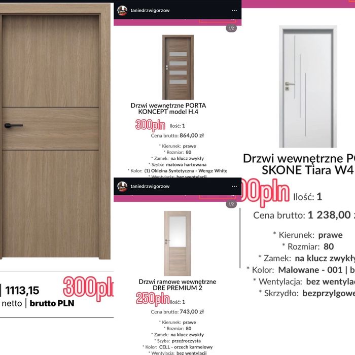 Sprzedam 150 sztuk drzwi (9900) przylgowe i bezprzylgowe