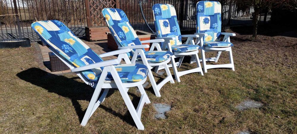 Fotele / krzesła ogrodowe składane 4 sztuki z poduszkami