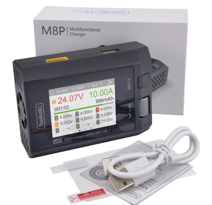 Зарядний пристрій ToolkitRC M8P 600W 20A для Lipo LiHV LiFe Lion NiMh Pb балансування розрядка FPV батарей фпв дронів коптерів