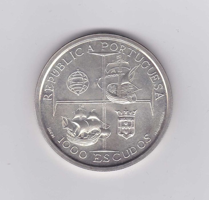 moeda de prata comemorativa 1000 escudos 1990 D. Manuel I