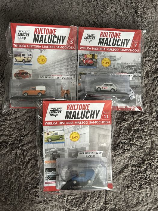 Kultowe Maluchy Polski Fiat 126p pickup bombel zasada 1:43 auta prlu