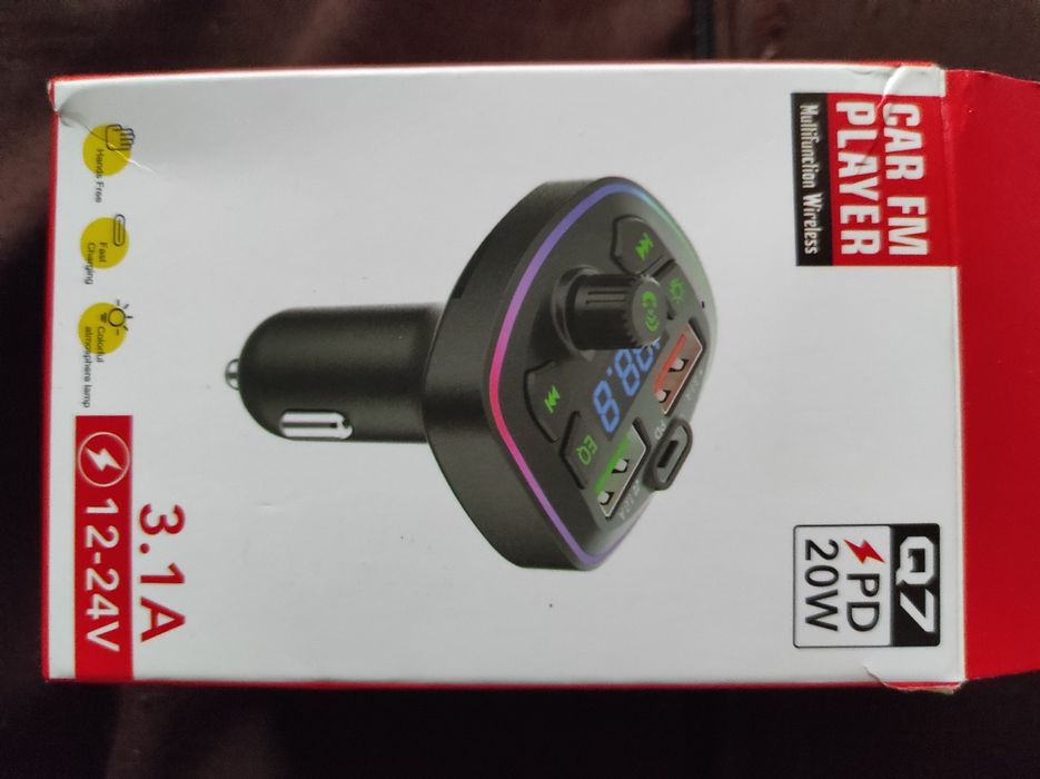 Авто зарядний пристрій FM/MP3, бездротовий блютуз