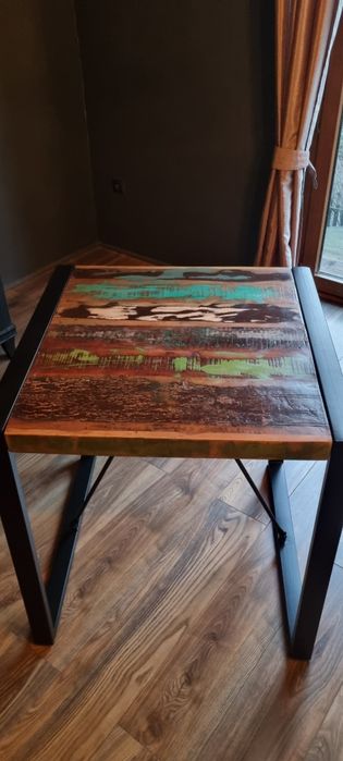 Stolik jadalniany, 70x70x75 cm, lite drewno z odzysku