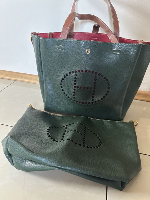 Torebki Hermes zestaw bag  zielone duze shopper