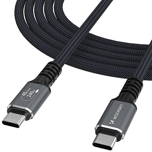Kabel Wozinsky WPS-UY415S USB-C Thunderbolt 4/240W 1,5m 4K - czarny