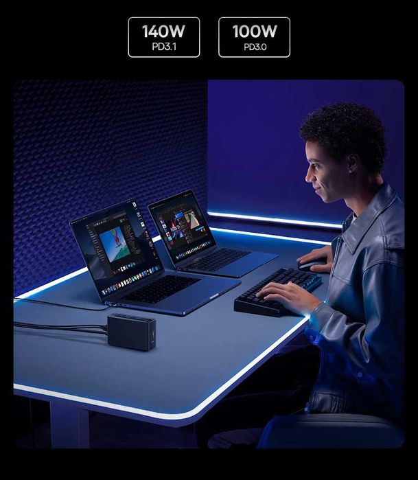 Зарядний пристрій Baseus Digital GaN Desktop Fast Charger 240W