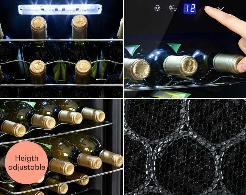 LODÓWKA NA WINO WINIARKA 43cm 24 Butelki Winiarka Wolnostojąca Czarna