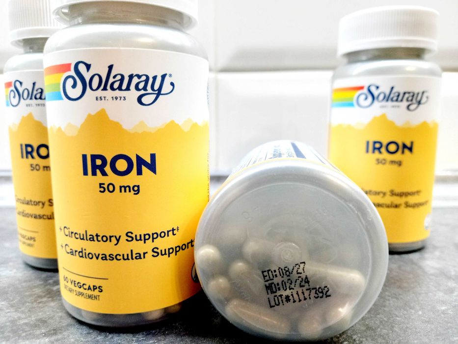 Solaray, Iron 50 мг (60 капс.), железо хелат, залізо