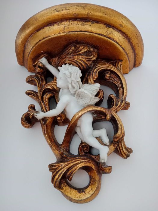 Konsola ścienna złoto i alabaster