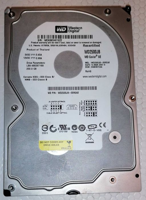 Discos rígidos para Pc, 250, 200, 160 e 40 GB