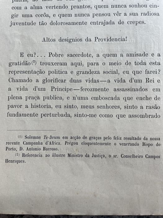 No Templo dos Jeronymos - Oração Funebre 1908 ao Rei e Principe Real