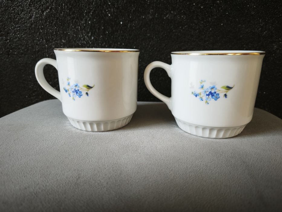 Komplet 2 kubków Original Bohemia | Porcelana retro niezapominajki