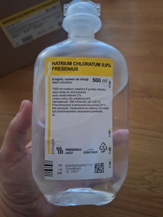 20 sztuk po 500ml NaCl Natrium Chloratum 0,9% Fresenius