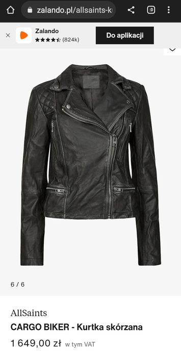 AllSaints kurtka ramoneska skóra/skórzana Cargo Biker XS(34)jesienna