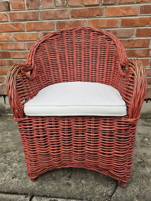 Duzy Fotel ogrodowy tarasowy rattanowy z poduszka