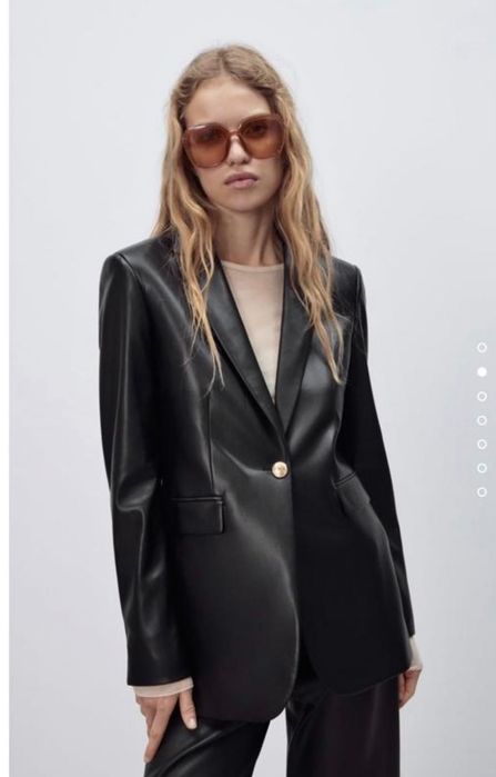 шкіряний чорний піджак Zara