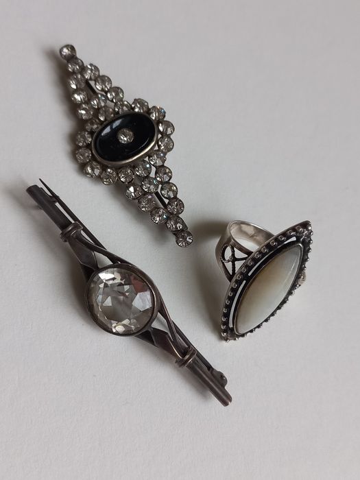 Кольца и брошь серебро 875проба звезда