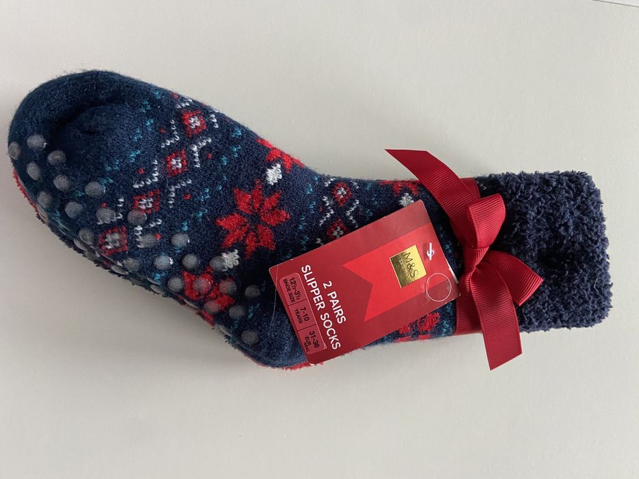 2 pary skarpet skarpetki świąteczne 7-10 lat 31-36 antypoślizgowe