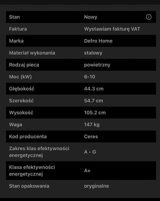 Piecyk wolnostojący DEFRO HOME CERES. Czarny szamot