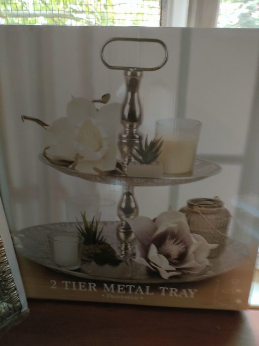 Dekoracyjny zestaw 3 częściowystolik,patera,lustro s