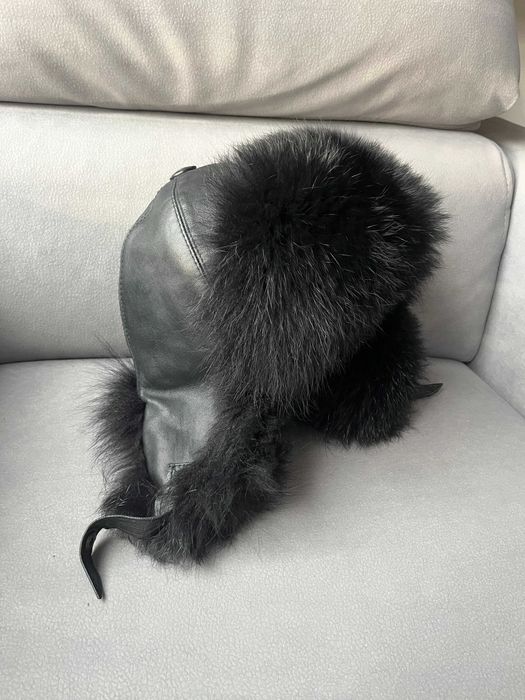 Czapka futrzana skóra zimowa ciepła puszysta owca lis futro Pilotka