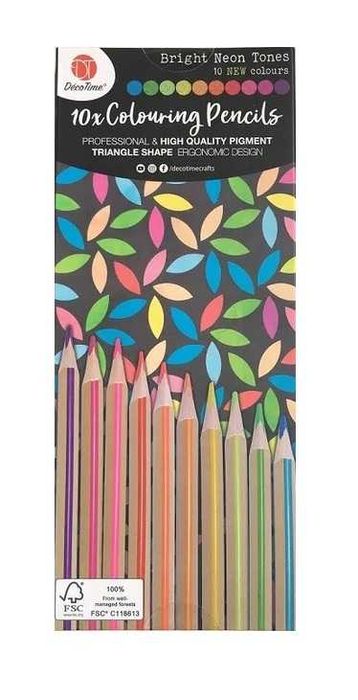 Kredki ołówkowe trójkątne jasne neonowe kolory DecoTime 10 szt.